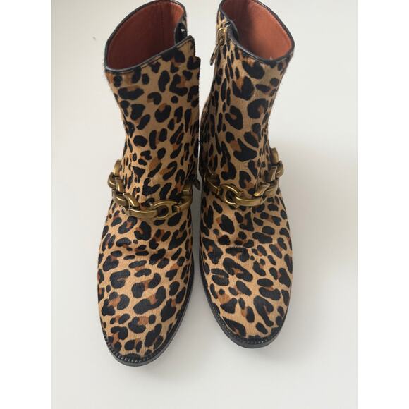 Coach Size 6.5 Leopard Print Calf Hair Booties - Picture 1 of 11